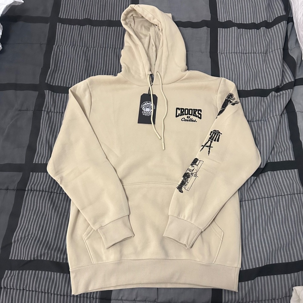 Men's Size Large Crooks & Castles Death Row Tan Hoodie Sweatshirt